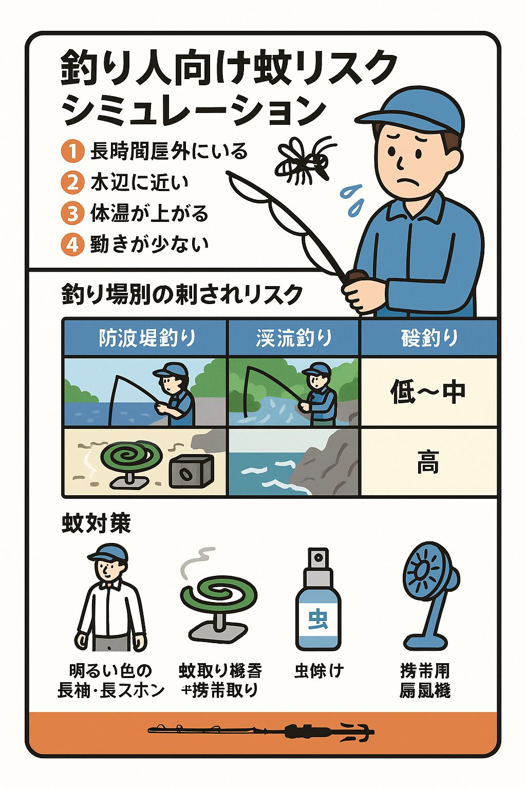 AI解析では釣行中に10匹の蚊がいても 刺されやすい人が6〜7匹に集中吸血される 結果が多い。釣太郎