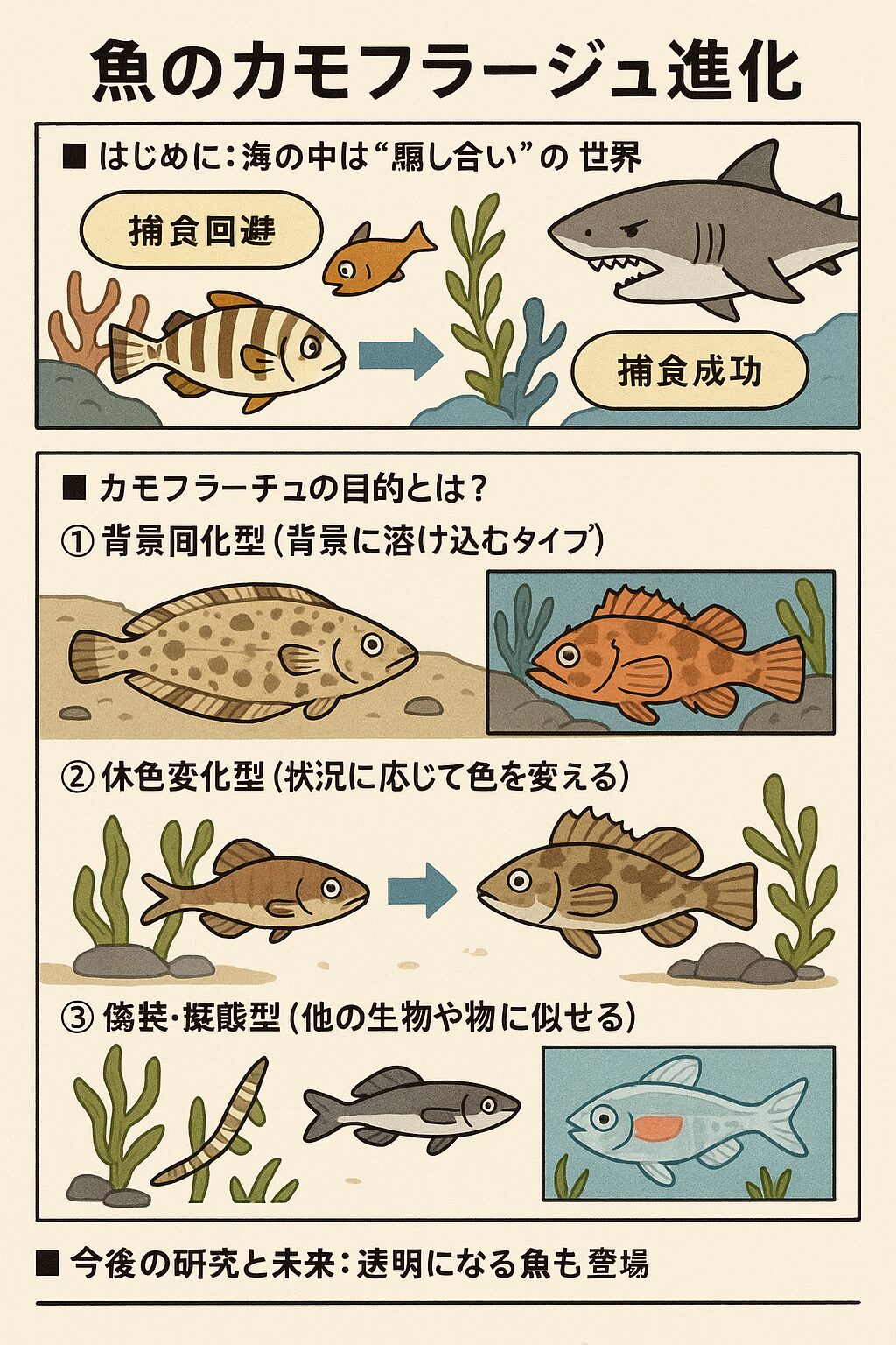 魚はなぜカモフラージュ進化した？背景から最新の研究まで解説！釣太郎