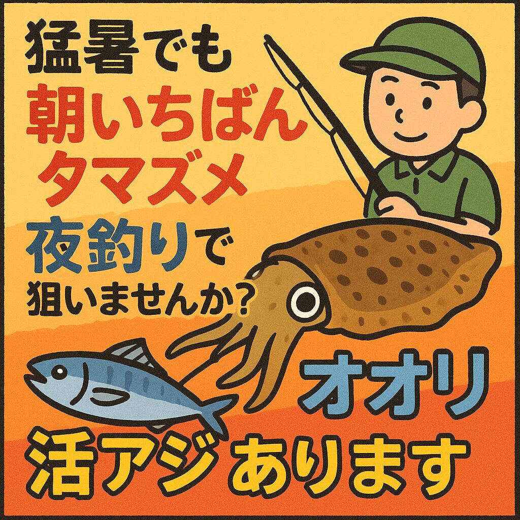 【猛暑対策釣行】朝イチ・夕マズメ・夜釣りで狙う！アオリイカ好機です【活アジあります】釣太郎