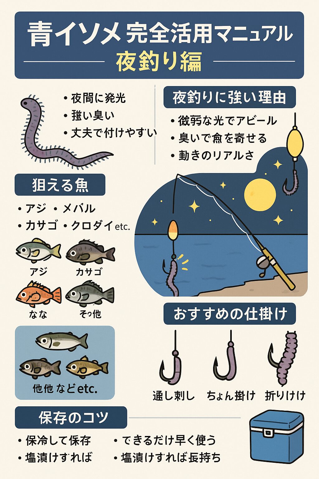 青イソメ完全活用マニュアル|夜釣り編。釣太郎