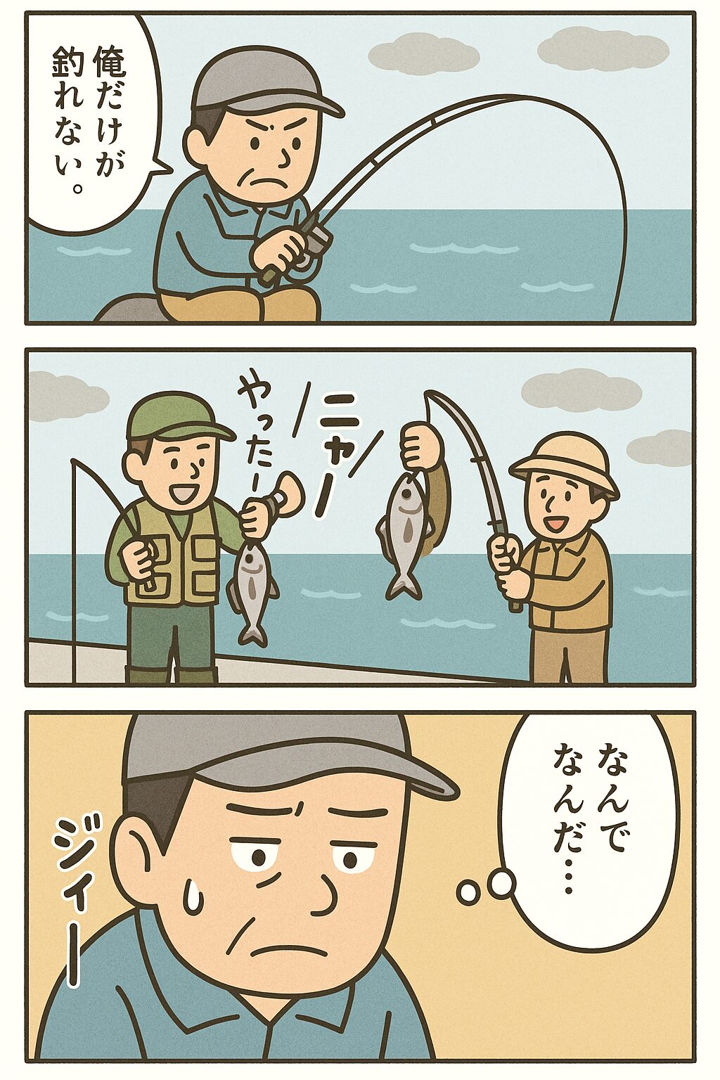 どうして俺だけが釣れない。今ん馬鹿なことがあってたまるか。釣太郎