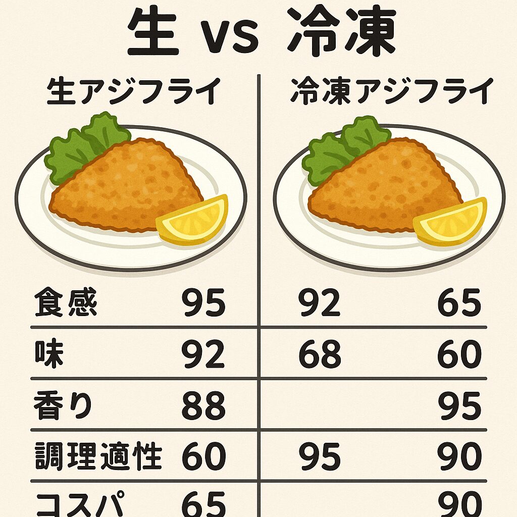 【釣り人必見】アジフライは“生”がうまい？冷凍との違いをAIが数値で徹底比較！釣太郎