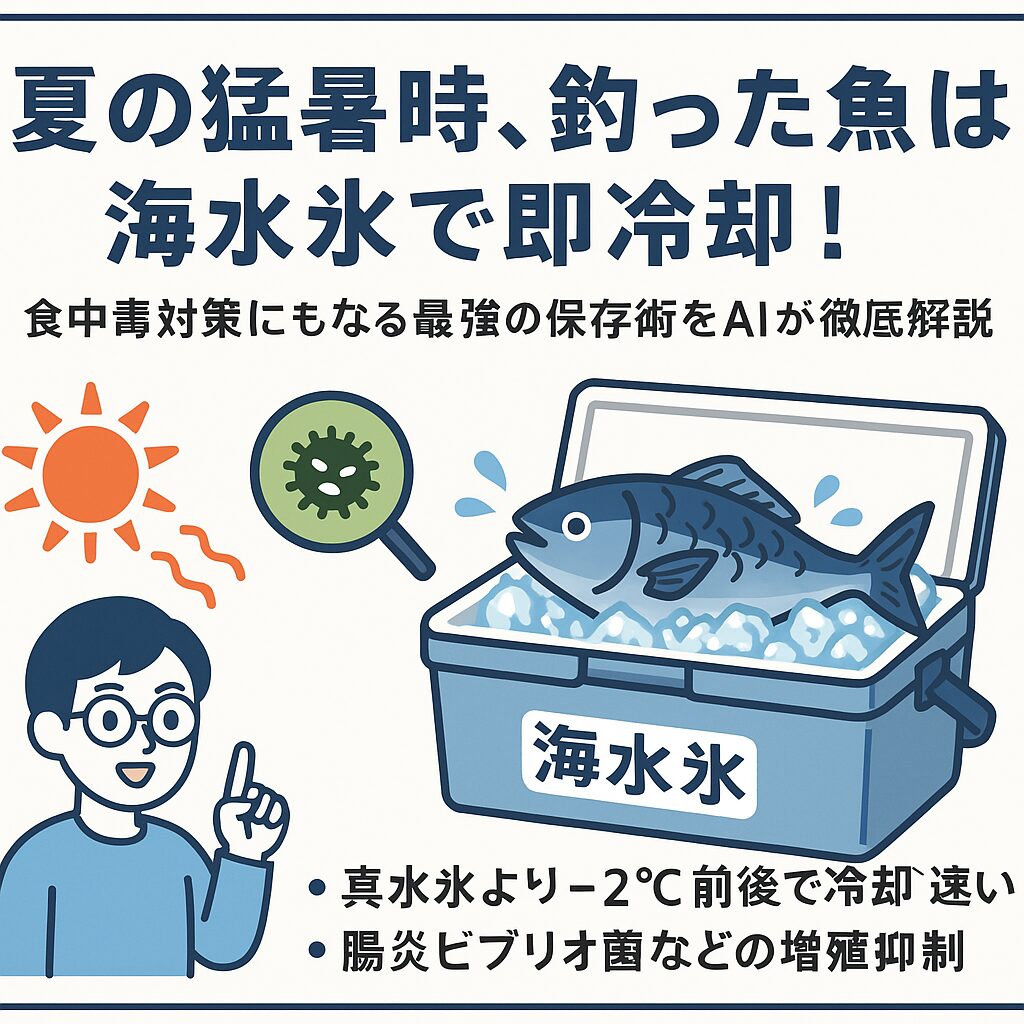 夏の猛暑時、釣った魚は海水氷で即冷却！ 食中毒対策にもなる最強の保存術をAIが徹底解説。釣太郎