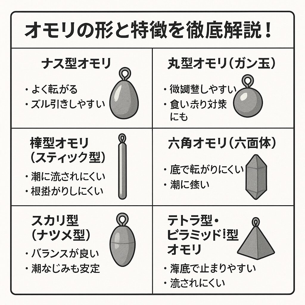 【完全ガイド】オモリの形状と特徴を徹底解説!釣り方に合わせた選び方とは?釣太郎