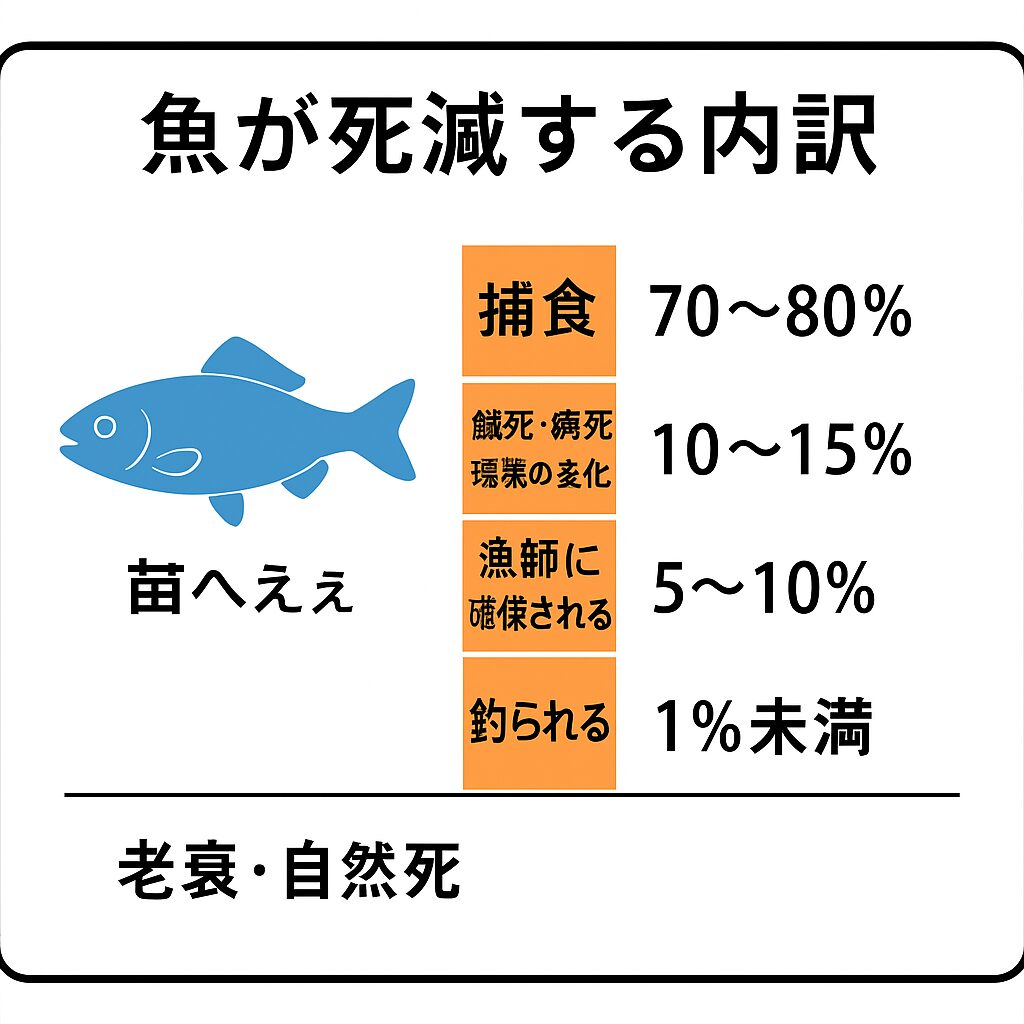 魚の死亡要因比率。釣太郎