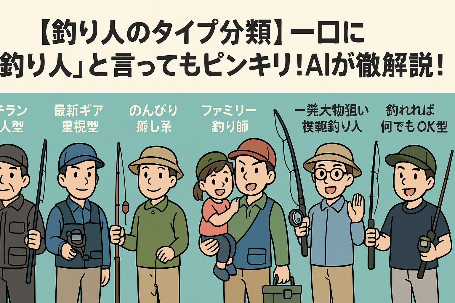 【釣り人のタイプ分類】一口に「釣り人」と言ってもピンキリ！AIが徹底解説！釣太郎
