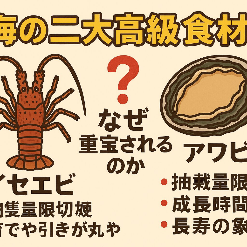 イセエビとアワビは「海の芸術品」
✅ どちらも成長に時間がかかり、漁獲が難しい
✅ 旨味成分は違えど、どちらも唯一無二の高級味
✅ 祝い・贈答・記念日・ハレの日にふさわしい存在。釣太郎