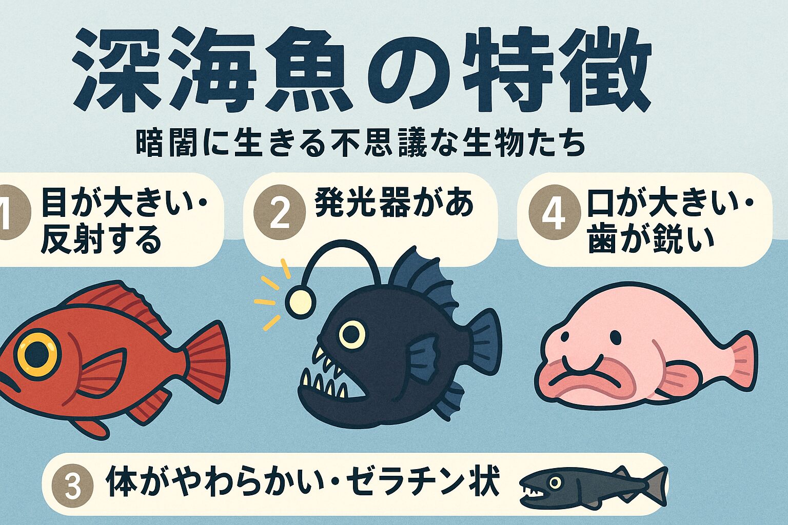 深海魚は、地球でもっとも過酷な環境に生きる生命の証です。 不気味さの裏には、合理的で無駄のない進化の結果が詰まっているのです。釣太郎