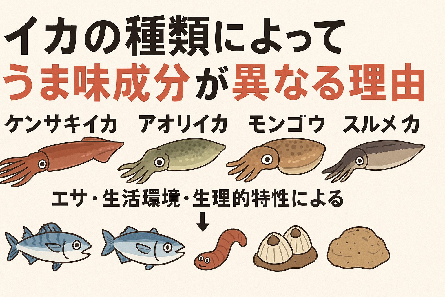 【イカ通も納得】ケンサキイカが一番うまい理由とは？うま味成分は種類によって違う！釣太郎