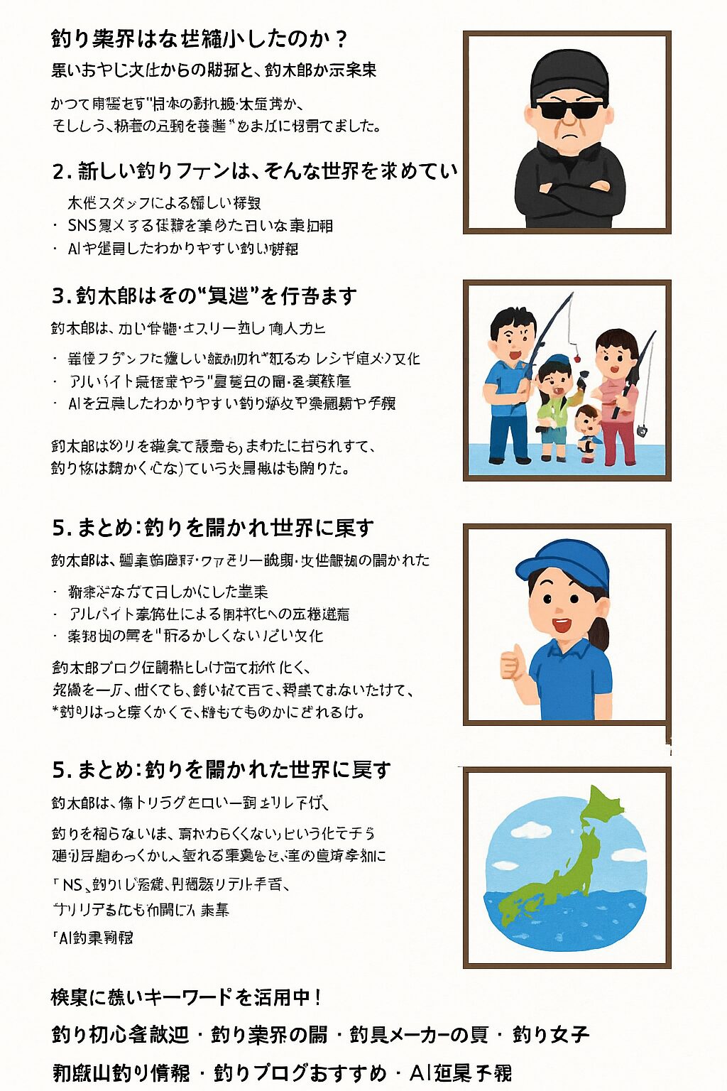 日本の釣り市場はまだまだ伸びる。海に囲まれ、四季折々の魚が釣れる日本。この自然資源を活かせば、釣りは日本が世界に誇るレジャーになり得ます。ただし、その可能性を潰すのは、大手メーカーや旧態依然とした“業界文化”です。釣太郎