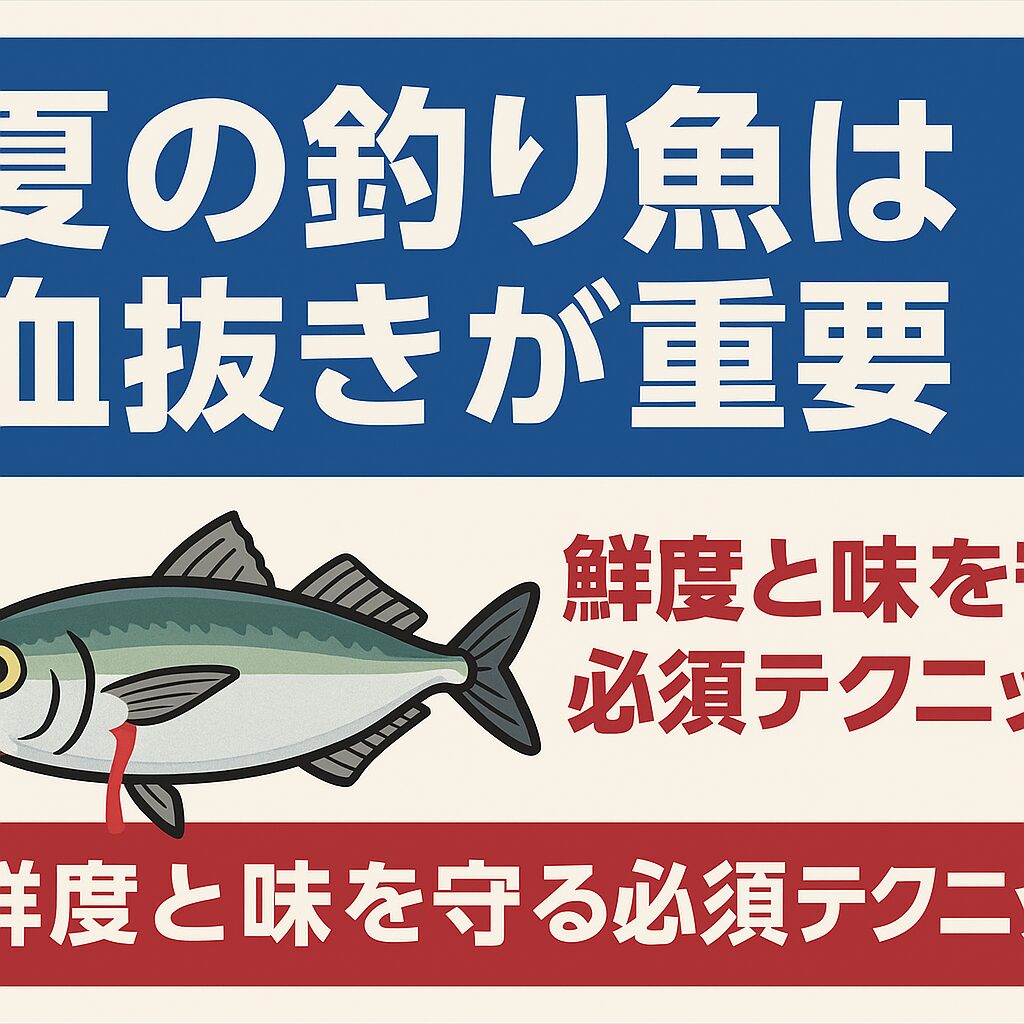 夏の釣りで魚を美味しく・安全に楽しむためには、以下の3つが超重要です。釣ったら即血抜き（できれば神経締めも）。 海水氷で一気に冷却。クーラー内の温度管理を徹底。釣太郎