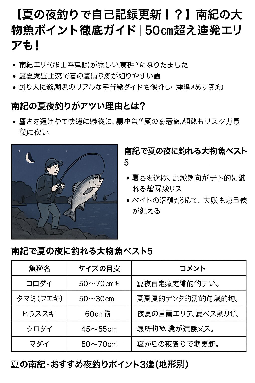 【夏の夜釣りで自己記録更新!?】南紀の大物魚ポイント徹底ガイド|50cm超え連発エリアも!釣太郎