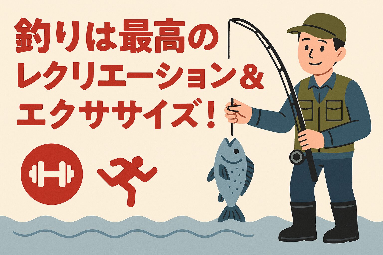 釣りは「一石三鳥」の最強レジャー。有酸素運動＋筋肉運動でしっかりカロリー消費。ストレスを大幅に減らすメンタルケア効果。新鮮な魚から質の高い栄養を摂取できる。釣太郎