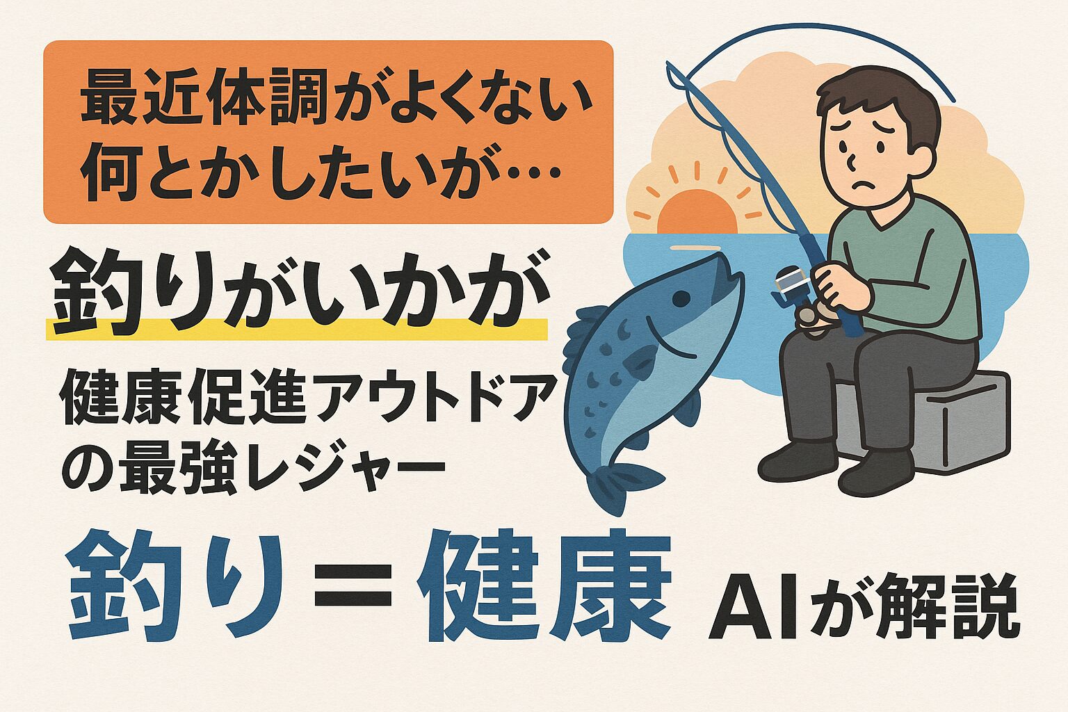 釣りは運動・癒し・喜び・達成感をすべて同時に得られる、究極の健康レジャー。 自分を大事にしたい人にこそ、釣りはぴったりです。釣太郎