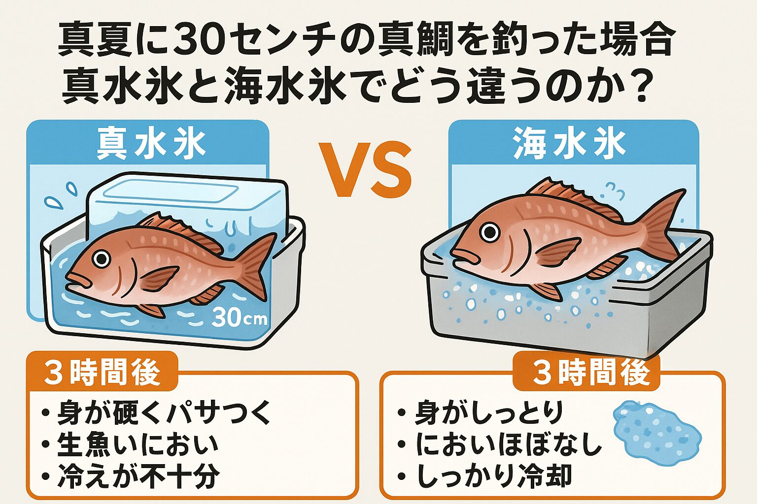 「真夏の魚には、海水氷」—— それが、釣り人の常識です。釣太郎