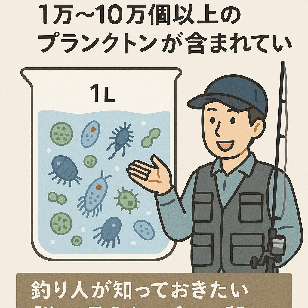 海水1リットルに含まれるプランクトンの数は、1万〜10万個以上。釣太郎