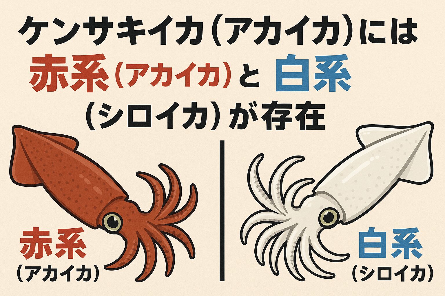 ケンサキイカ（アカイカ）には、赤系と白系の2タイプが存在しますが、 どちらも甘味系アミノ酸（グリシン・アラニン・グルタミン酸）を豊富に含み、極めて美味なイカです。釣太郎
