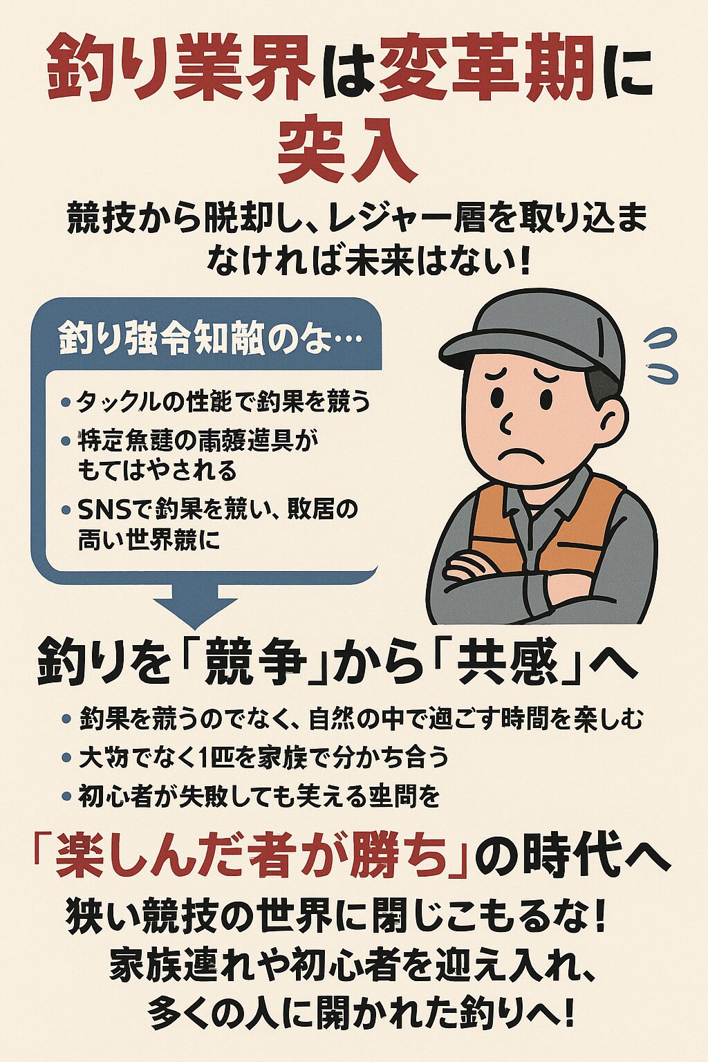 釣り業界は変革期に突入 競技から脱却し、レジャー層を取り込まなければ未来はない！釣太郎