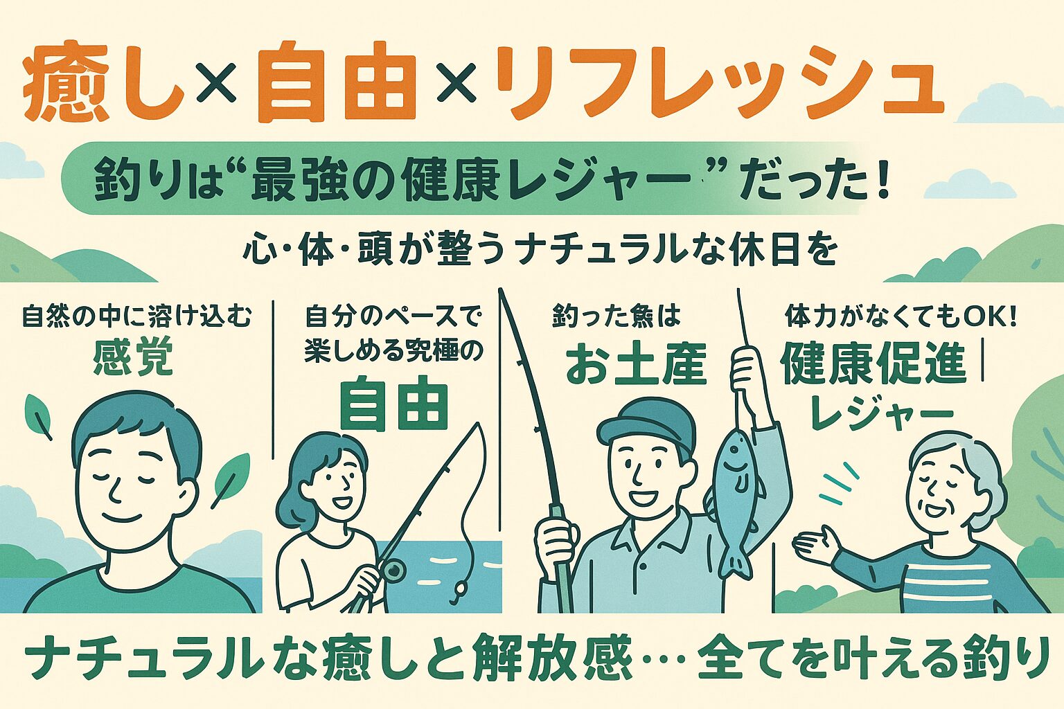 癒される。自由になれる。頭と体をリセットできる。しかもお土産つき。こんな理想のレジャー、他にあるでしょうか？釣りは「誰かと競うもの」ではなく、「自分自身と向き合う時間」。あなたも次の休日、海辺へ足を運び、ナチュラルな癒しと解放感に包まれてみませんか？釣太郎