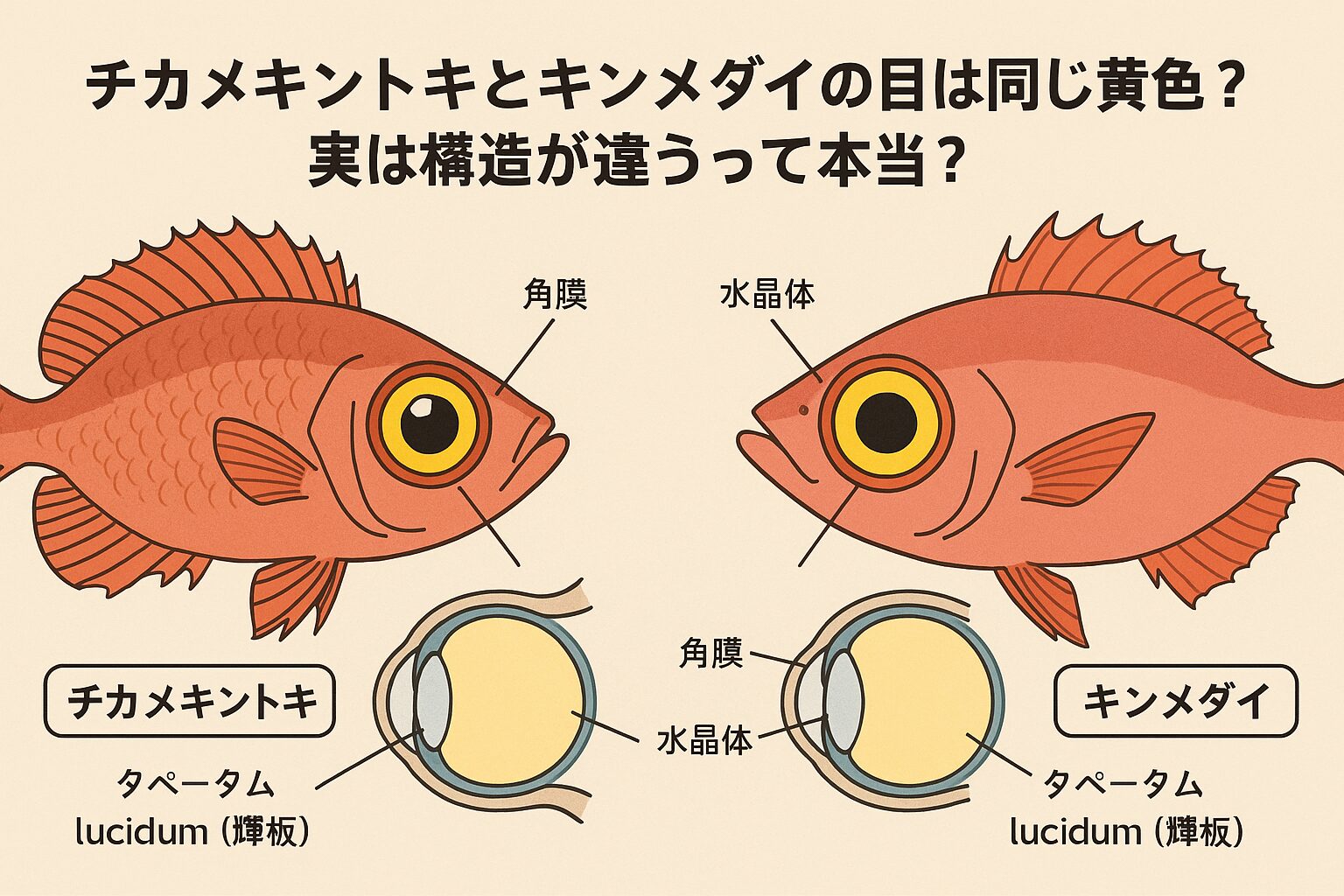 チカメキントキとキンメダイの目は同じ黄色?実は構造が違うって本当?【釣り人必見】釣太郎