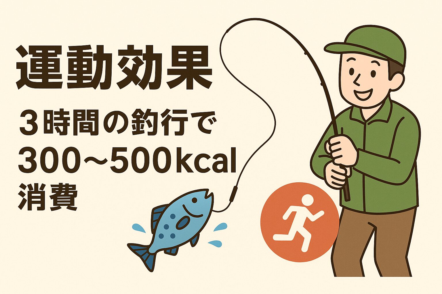釣りは最高のレクリエーション＆エクササイズ！ 3時間の釣行で300〜500kcalを消費することは、ウォーキングやサイクリング、家事やヨガなど、様々な身近な運動に匹敵する、あるいはそれ以上の運動量です。釣太郎
