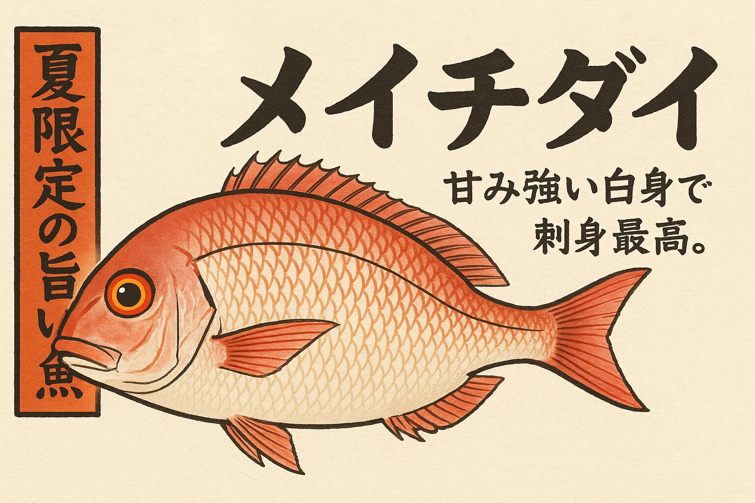 夏限定の旨い魚。メイチダイ。甘み強い白身で刺身最高。釣太郎