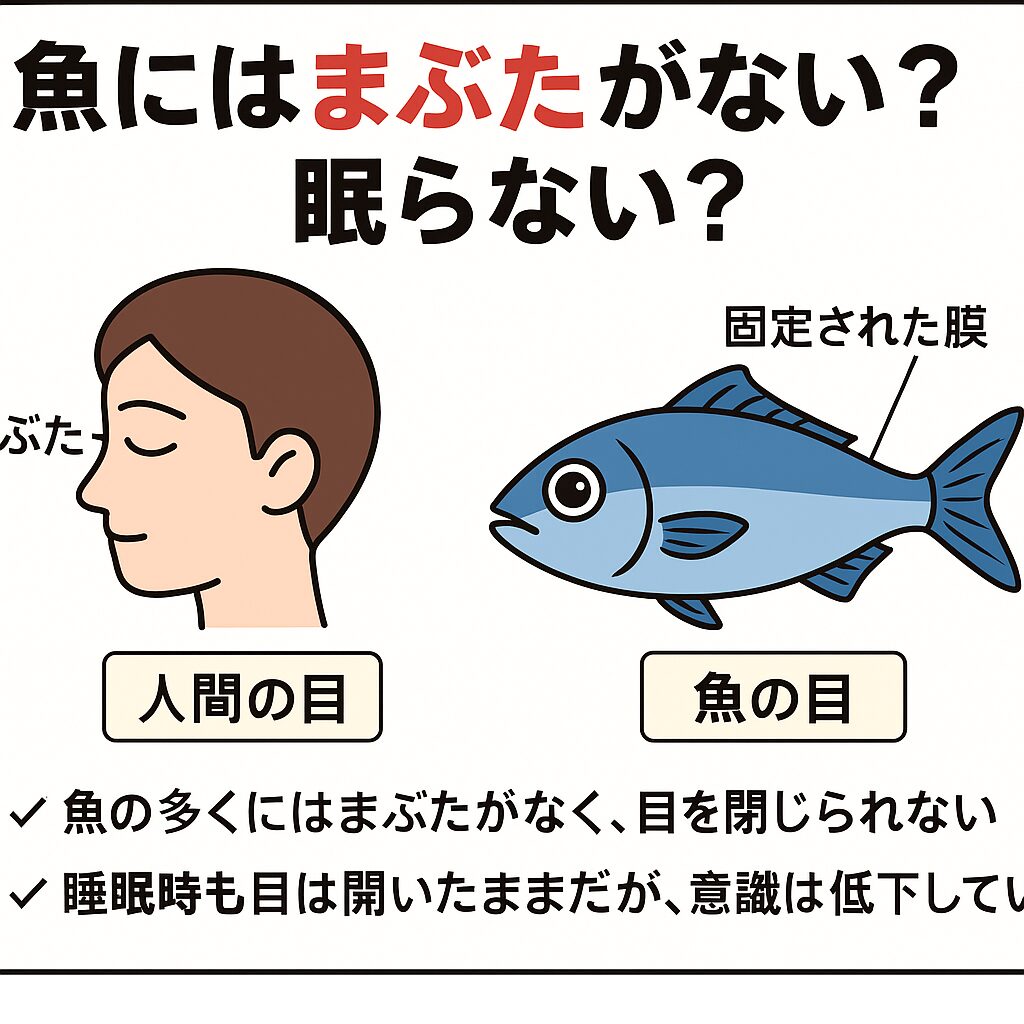魚にとって「まぶた」は不要なもの。 ・代わりに、水中での生活に特化した構造と性能を持つ目を進化させてきました。眠っているときも目は開いたまま。それでもしっかりと“睡眠”をとっているのが魚の賢さです。釣太郎