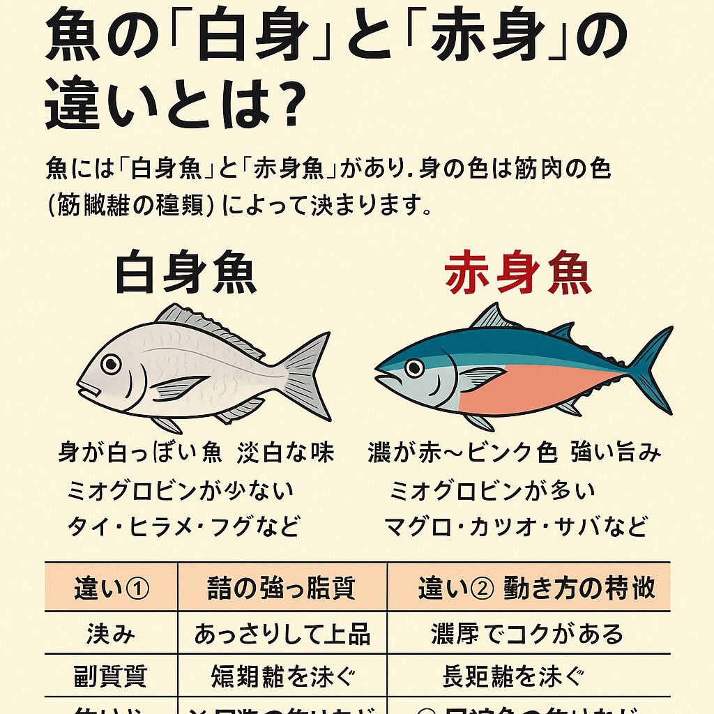 白身魚：ダイエット・病後・和食向け。食感が繊細で高級感◎。赤身魚：栄養豊富・スタミナ食・刺身でもパンチがある味。釣太郎