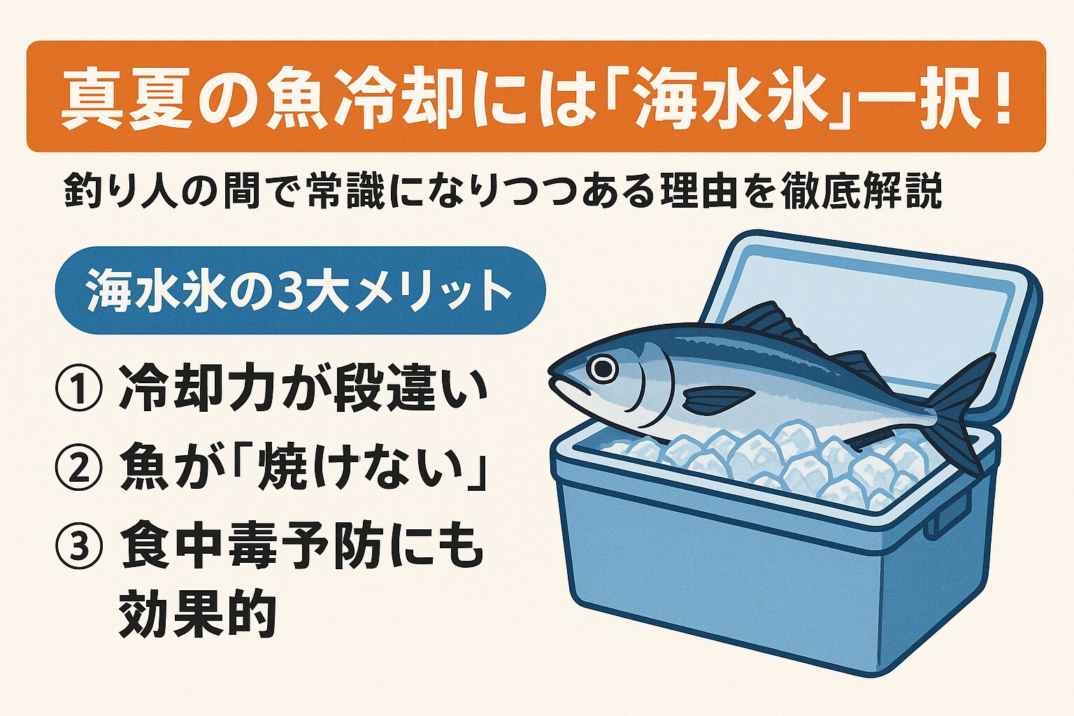 真夏の魚冷却は“海水氷”が新常識！ かつては漁師だけの知恵だった「海水氷」。 今、その優位性が科学的にも証明され、一般の釣り人にも広まりつつあります。釣太郎