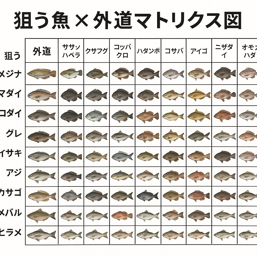 【保存版】狙う魚で変わる外道マトリクス図解説。外道を知れば釣りはもっと面白くなる!釣太郎