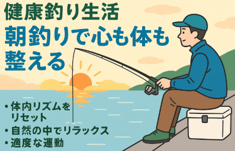 朝釣りは最強の“心身メンテナンス”法
・朝の釣りは、心と体のバランスを整える最適な健康習慣
・自然の音・光・空気が、リラクゼーションと集中力を高める
・運動不足の解消や生活リズム改善にも効果的。釣太郎