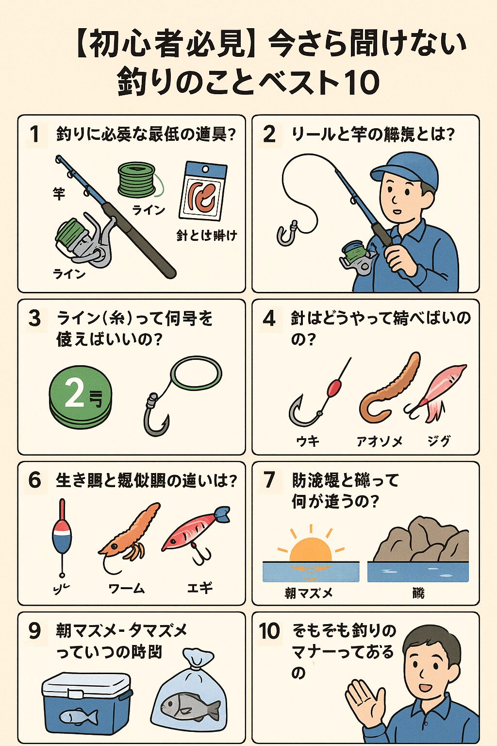 【初心者必見】今さら聞けない釣りのことベスト10｜釣りデビュー前に知っておきたい基礎知識まとめ。釣太郎