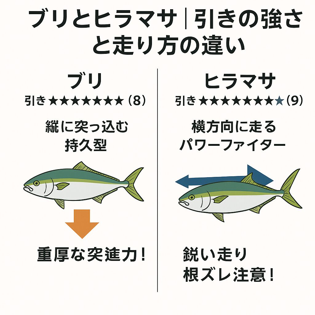 持久力とタフさで勝負する「重量級ファイター」ブリ。瞬発力とスピードで翻弄する「切れ味抜群のスプリンター」ヒラマサ。青物魚釣り。釣太郎