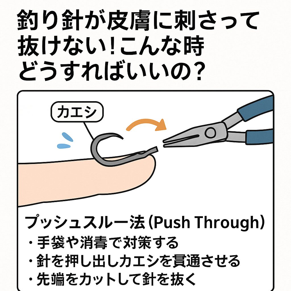 釣り針が皮膚に刺さって抜けない！こんな時どうする？釣太郎