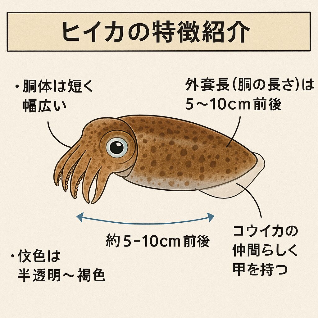 ヒイカとは、コウイカ科ヒイカ属に属する小型のイカで、正式名称は「ジンドウイカ」。釣太郎