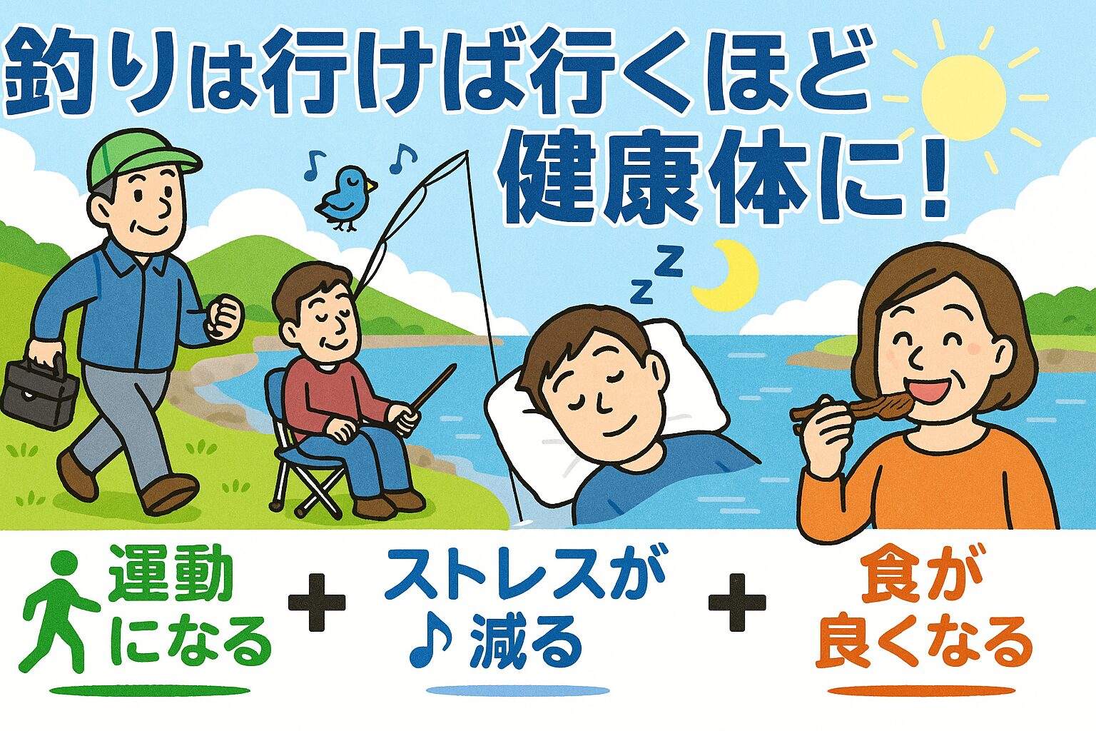 釣りは“楽しみながら健康になる”最強の習慣！ ✅ 運動になる ✅ ストレスが減る ✅ よく眠れる ✅ 食が良くなる ✅ 続けられる ✅ 家族も一緒に楽しめる こんなに多機能なレジャー、他にはなかなかありません。釣太郎