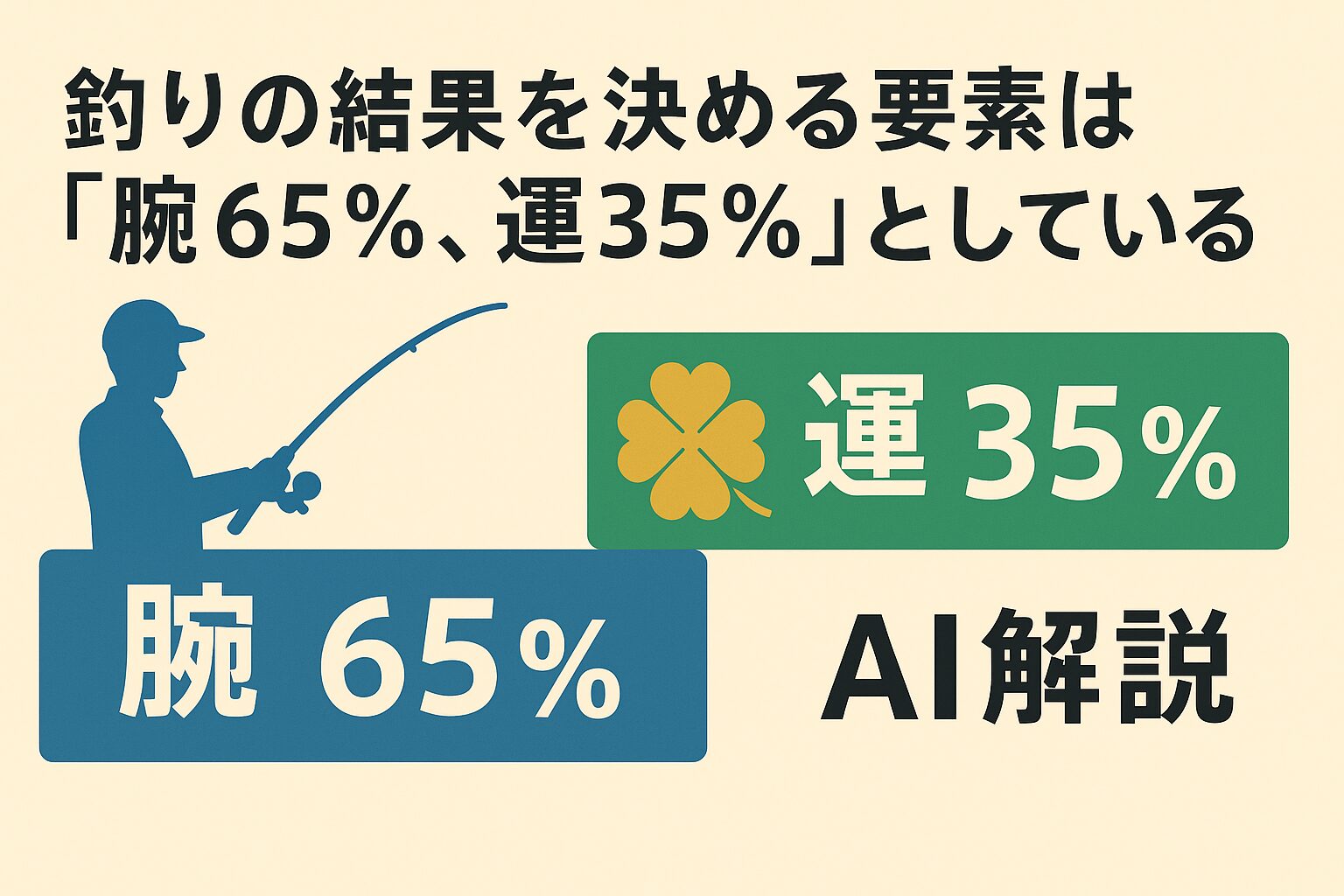多くの釣り人が経験する「釣れる日」と「釣れない日」の差。この違いを、AIは**腕前65%、運35%**のバランスで分析します。釣太郎
