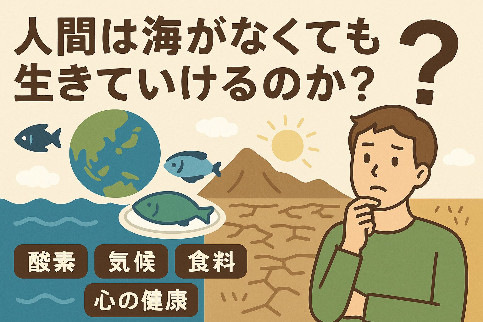 人間は、陸の上で生きているように見えて、 ・呼吸するために海が必要 ・食べるために海が必要 ・気候を保つために海が必要 ・心を保つためにも海が必要 つまり、海は人類の“外部臓器”ともいえる存在なのです。釣太郎