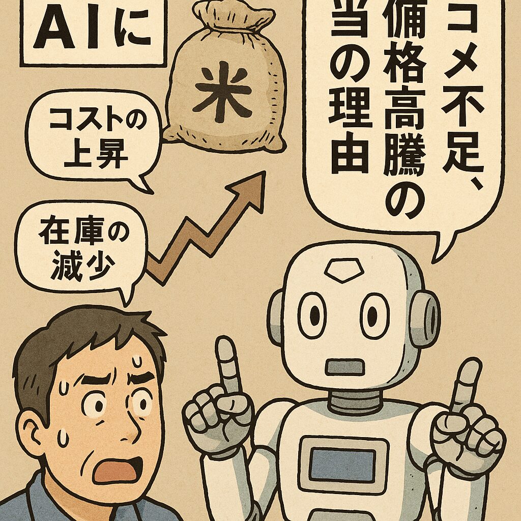 2025年7月2日、AIにコメ不足、価格高騰の本当の理由を聞きました。釣太郎
