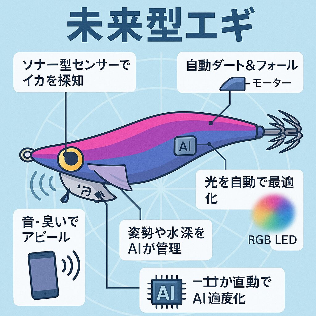 未来型エギは単なるルアーではありません。
アオリイカの動きや活性をAIで解析。最適な動き・光・音・臭いで“抱かせる”人間は戦略だけに集中できる。釣太郎
