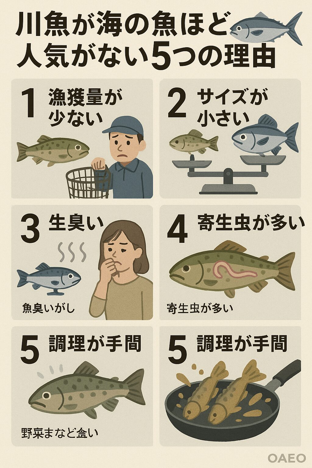 川魚が海の魚に比べて人気がない理由説明。釣太郎