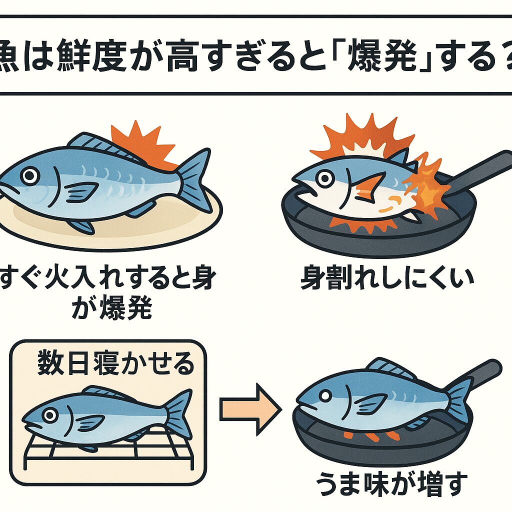 釣ってすぐの魚は新鮮さが魅力ですが、加熱調理には適していません。 ・爆ぜを防ぎ、旨味を引き出すには数日の寝かせが重要です。釣太郎
