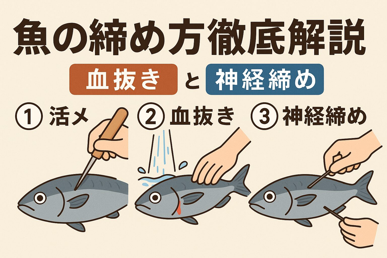 魚の味は「締め」で決まる！ 「釣ったらすぐ締める」 「締めたらすぐ冷やす」 この2つを意識するだけで、家庭で極上の魚料理が楽しめます。釣太郎