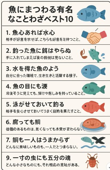魚のことわざは、私たちの暮らしの“航海術” これらのことわざは、単なる言葉遊びではありません。人間関係、感情、行動の指針を、海や魚に重ねて表現しているのです。釣太郎