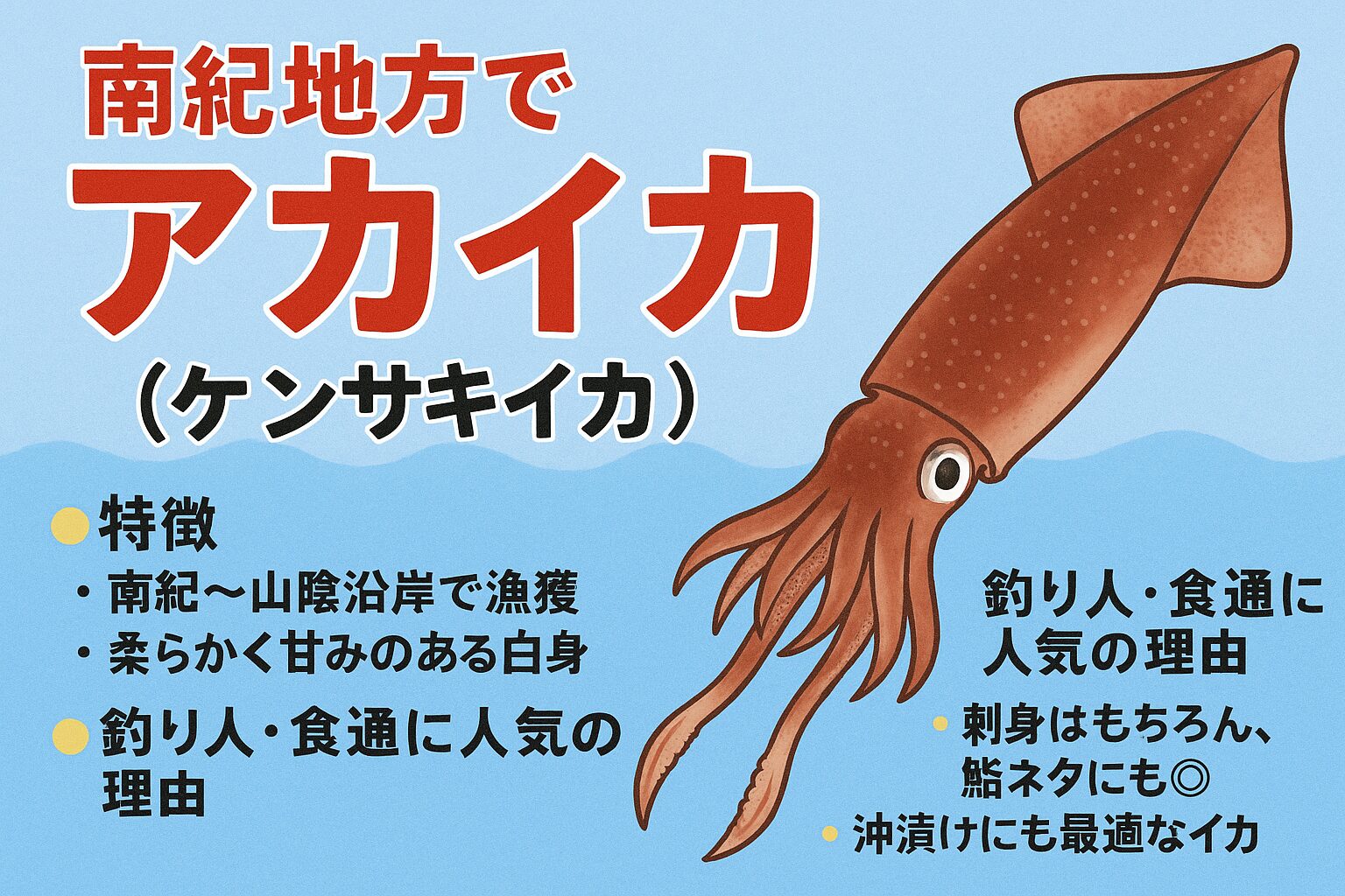 南紀地方で“アカイカ”と呼ばれるケンサキイカの特徴を徹底解説！釣り人・食通に人気の理由とは？釣太郎
