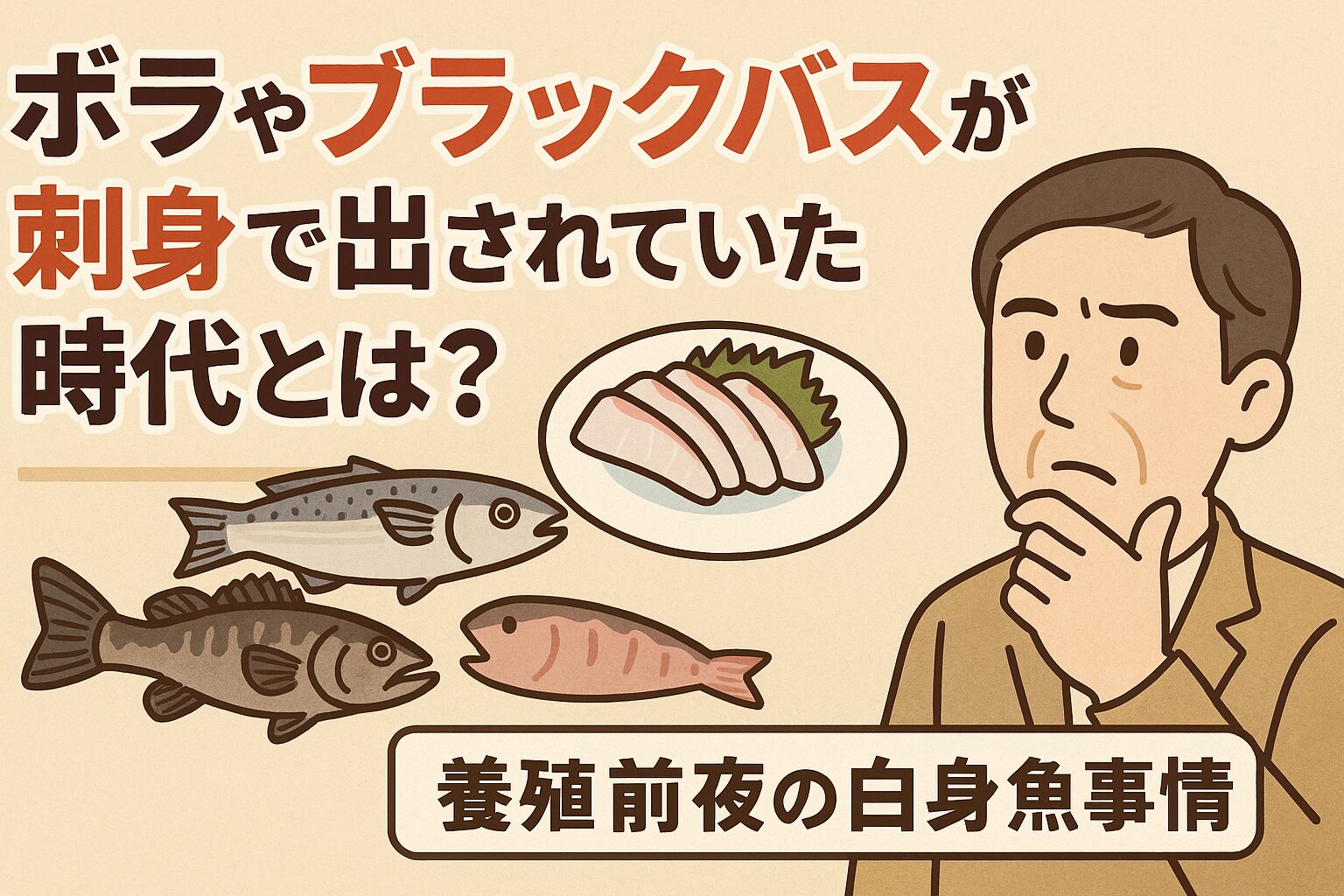 白身魚の刺身といえば、高級感、上品さ、新鮮さがイメージされますが、それが当たり前になったのはここ数十年のことです。 ボラやブラックバスが刺身で出されていた時代は、庶民が工夫で魚を楽しんでいた知恵の時代でもありました。釣太郎