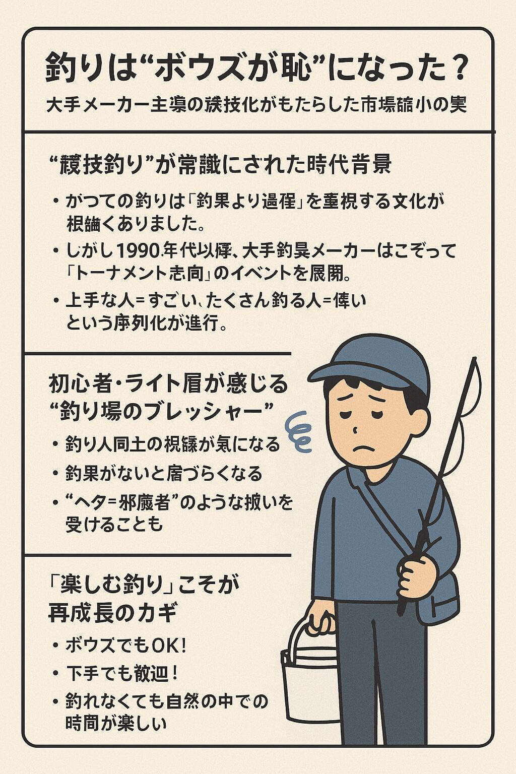 釣りは“ボウズが恥”になった？ 大手メーカー主導の競技化がもたらした市場縮小の真実。釣太郎