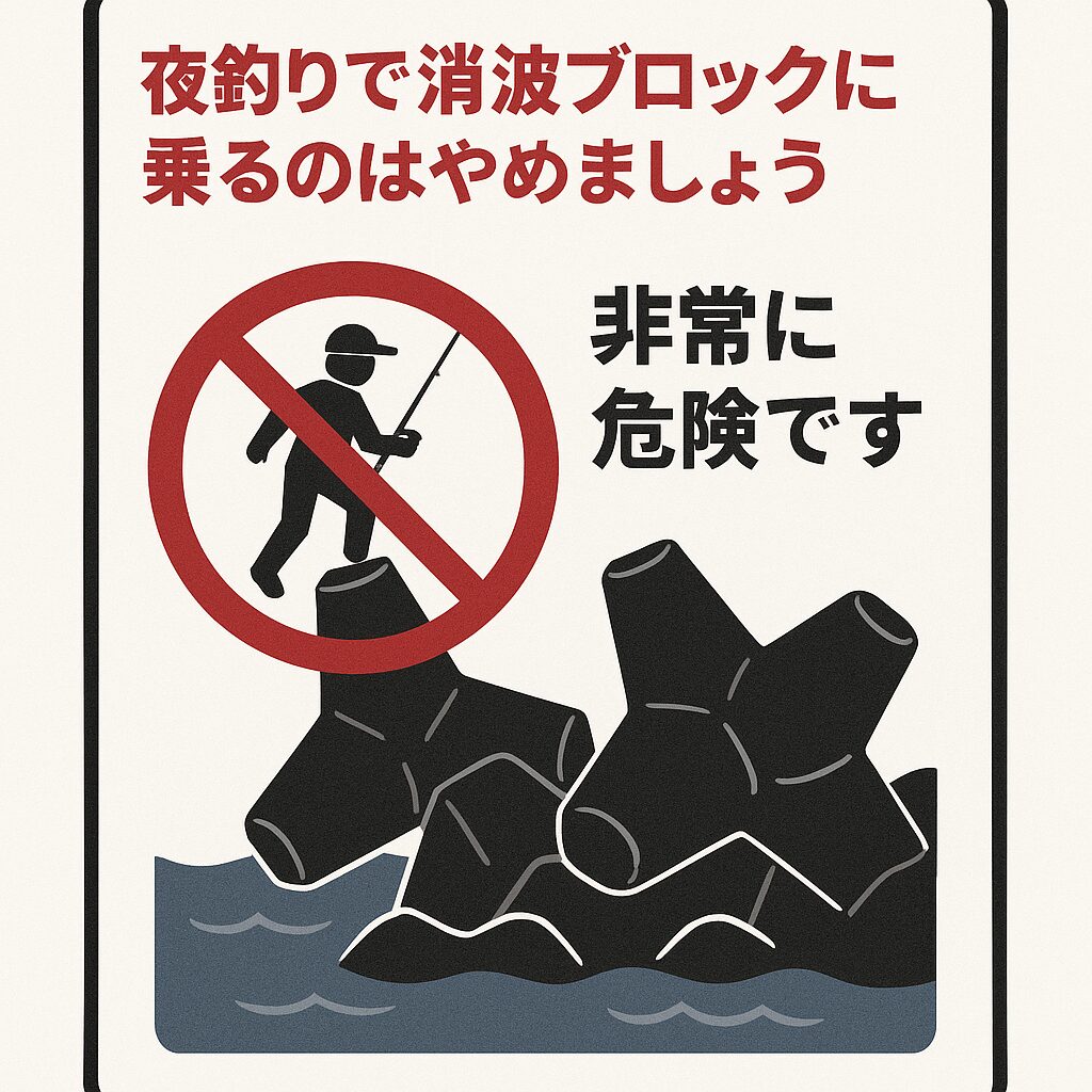 【警告】夜釣りで消波ブロックに乗るのは絶対にやめましょう|命に関わる危険行為です。釣太郎