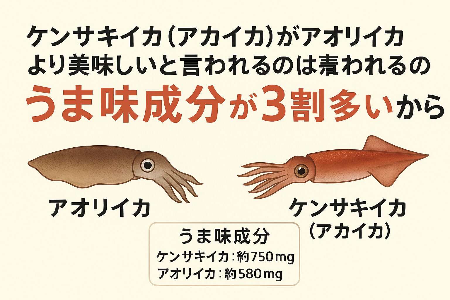 アカイカ（ケンサキイカ）はアオリイカよりうま味が“約3割”多い！釣太郎