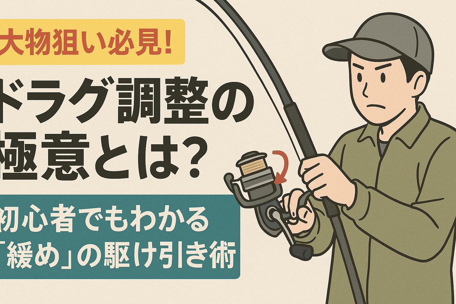 大物とのファイトは、想像以上に体力を消耗します。ドラグを締めすぎていると、常に魚の引きをダイレクトに腕で受け止めることになり、あっという間に疲れてしまいます。釣太郎